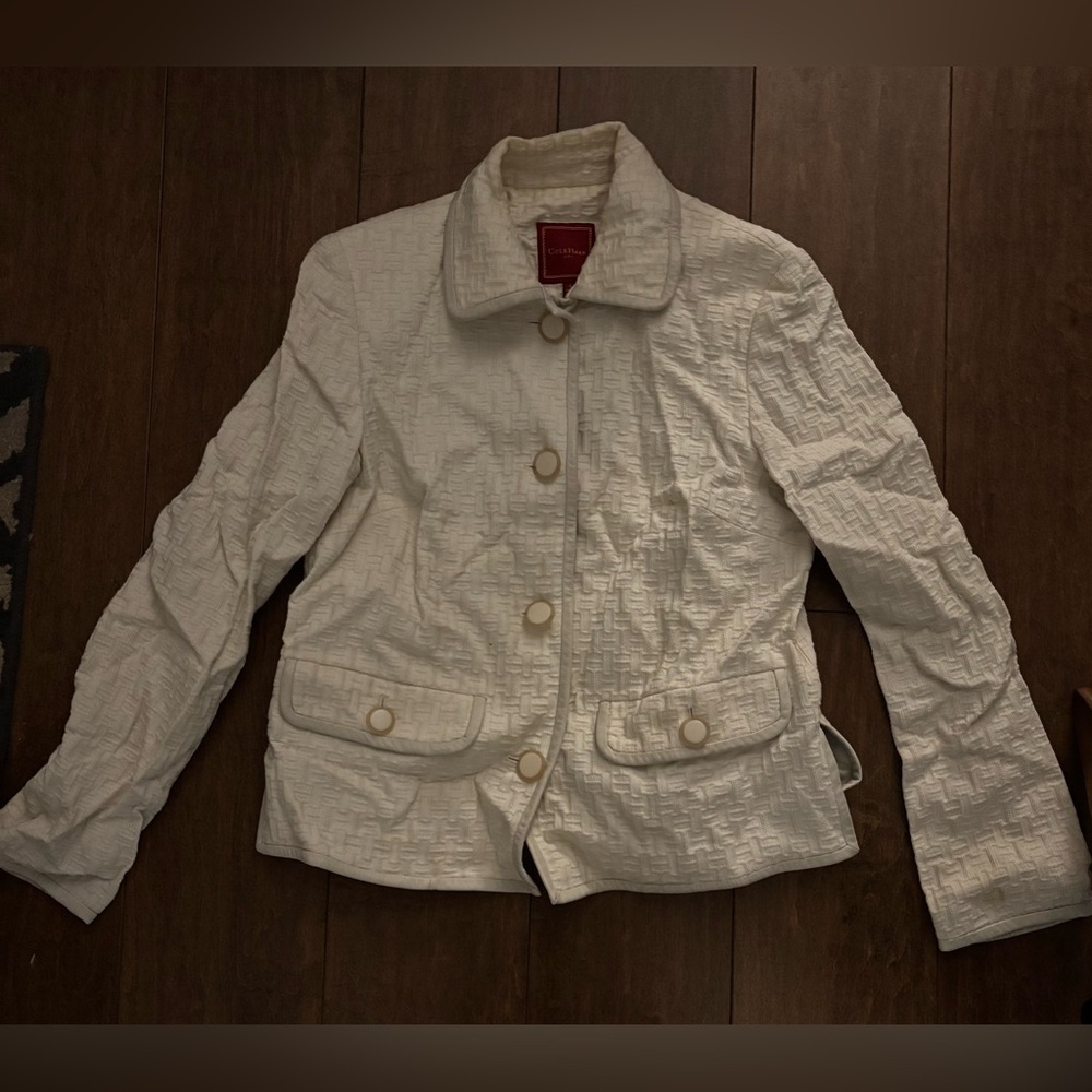 Cole Haan Cream Textured Light Vintage Jacket